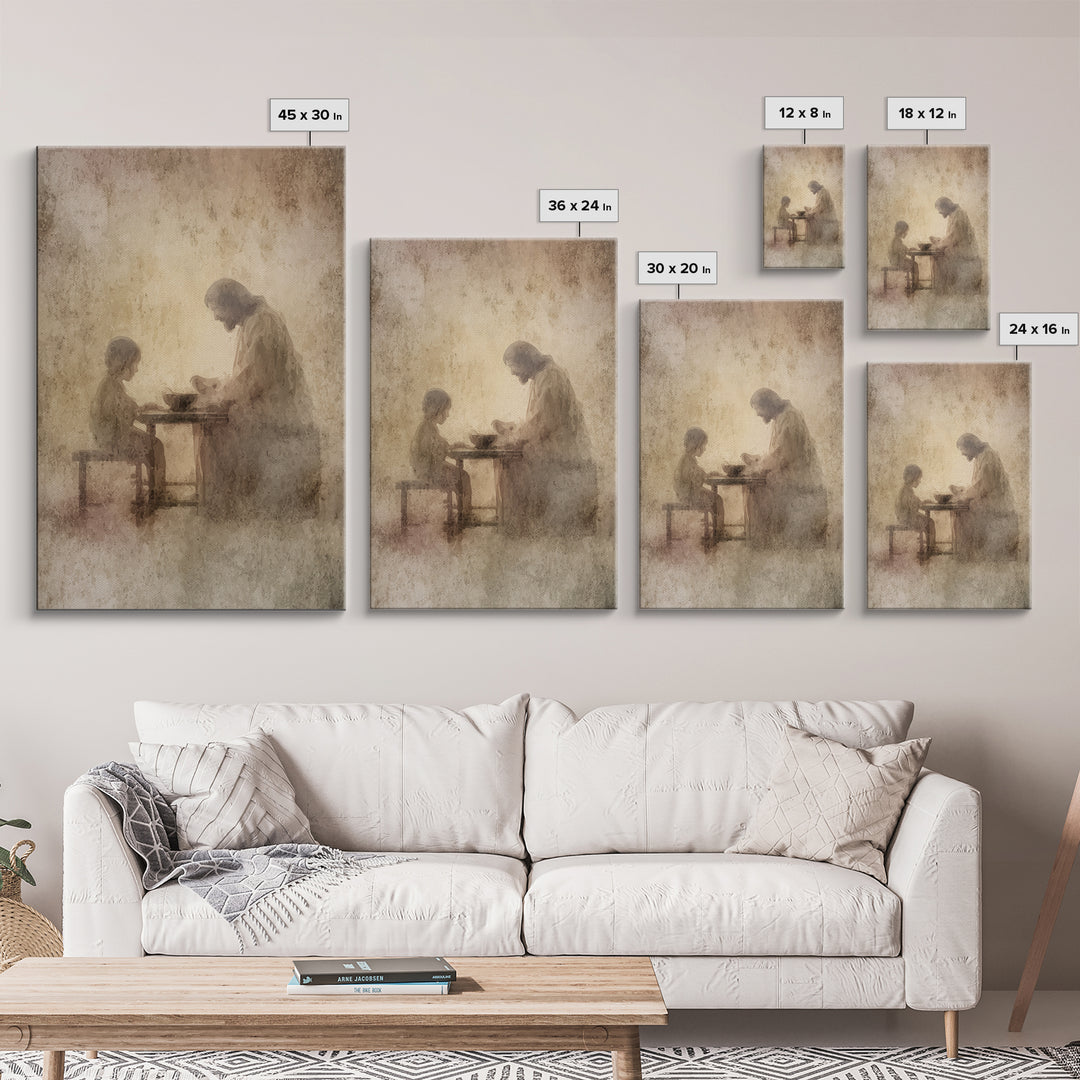Quiet Communion – Framed Canvas Print – Christian Wall Art – Christian Art Canvas – Jesus Painting – Minimalist Christian Art – Christian D