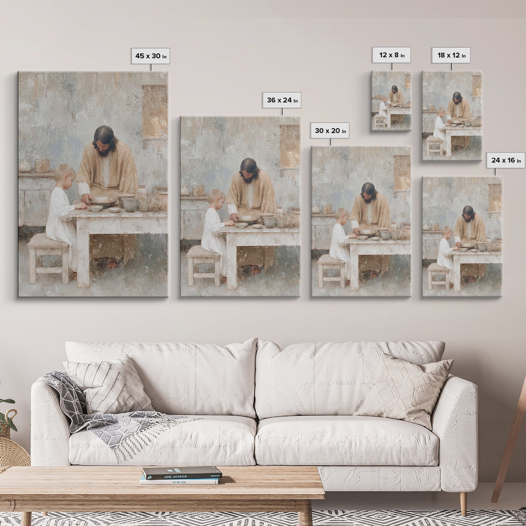 Humble Teaching – Framed Canvas Print – Christian Wall Art – Christian Art Canvas – Jesus Painting – Vintage Christian Art – Christian Home