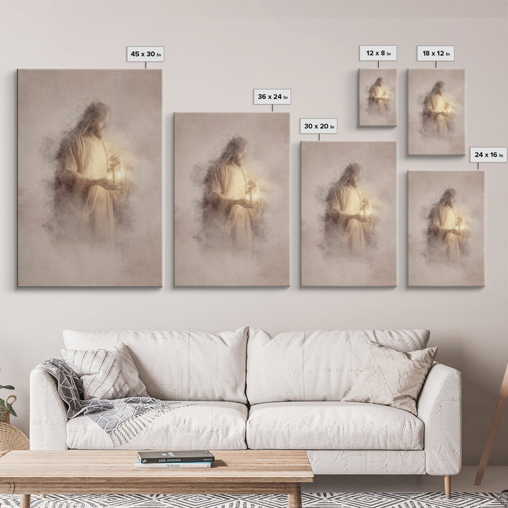 Heavenly Glow – Framed Canvas Print – Christian Wall Art – Jesus Painting – Christian Art Canvas – Subtle Christian Art – Christian Home De