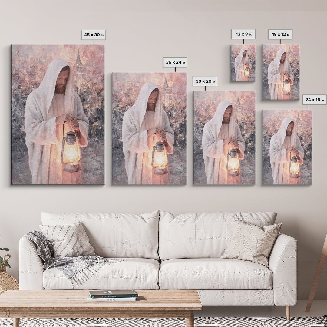 City Of Light – Framed Canvas Print – Christian Wall Art – Jesus Painting – Christian Art Canvas – Modern Christian Art – Christian Gift Id