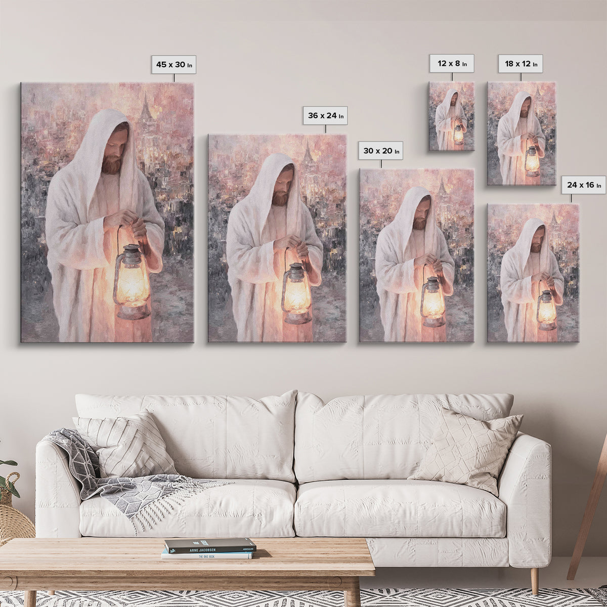 City Of Light – Framed Canvas Print – Christian Wall Art – Jesus Painting – Christian Art Canvas – Modern Christian Art – Christian Gift Id