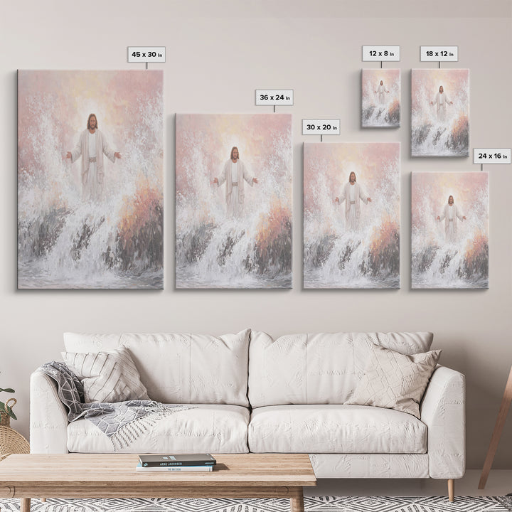 Waves Of Grace – Framed Canvas Print – Christian Wall Art – Jesus Painting – Christian Art Canvas – Christian Christmas Art – Modern Christ