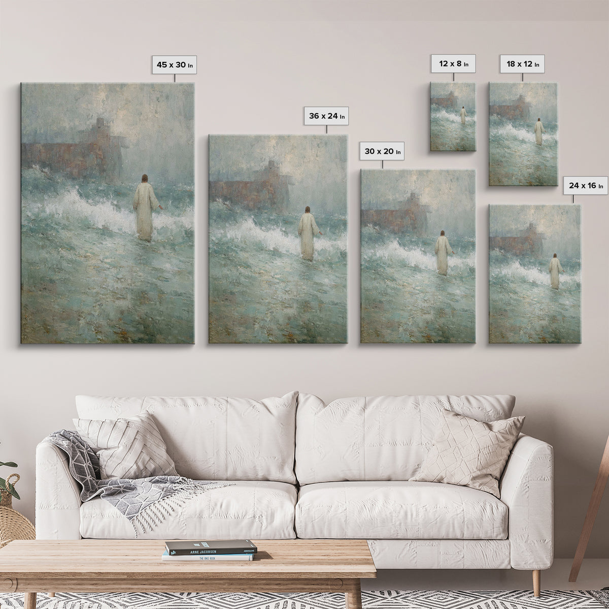 Heavenly Calm, Framed Canvas Print, Christian Decorations, Jesus Painting Canvas, Moody Christian Art, Large Christian Art, Christmas Art F