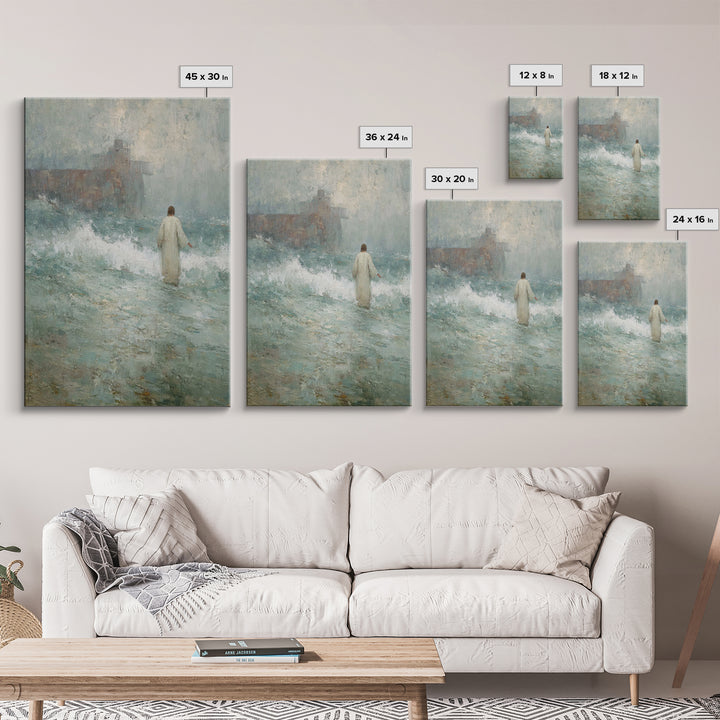 Heavenly Calm, Framed Canvas Print, Christian Decorations, Jesus Painting Canvas, Moody Christian Art, Large Christian Art, Christmas Art F