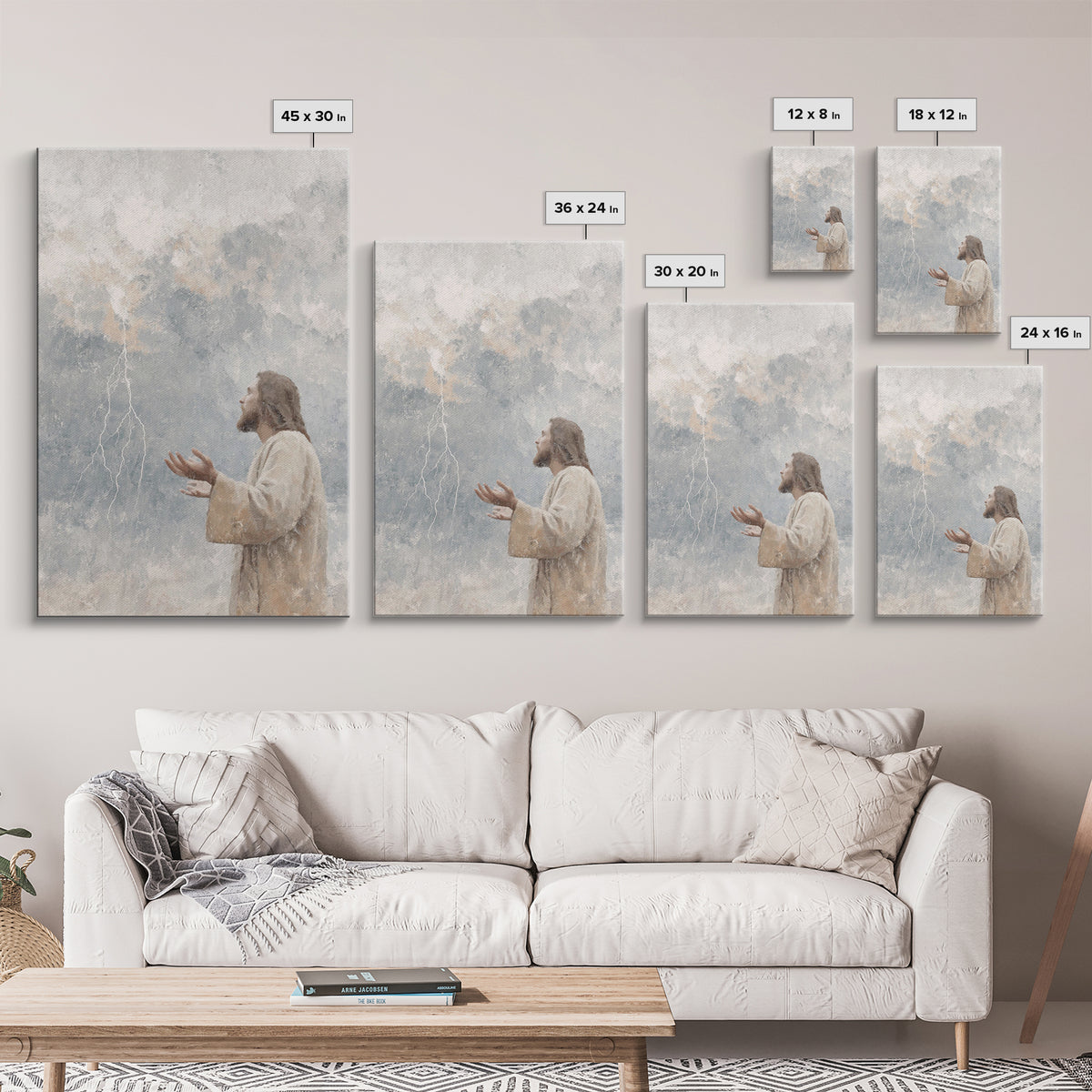Stormward Prayer – Framed Canvas Print – Christian Decor – Jesus Painting Canvas – Christian Art Work – Modern Christian Art – Christmas Ar