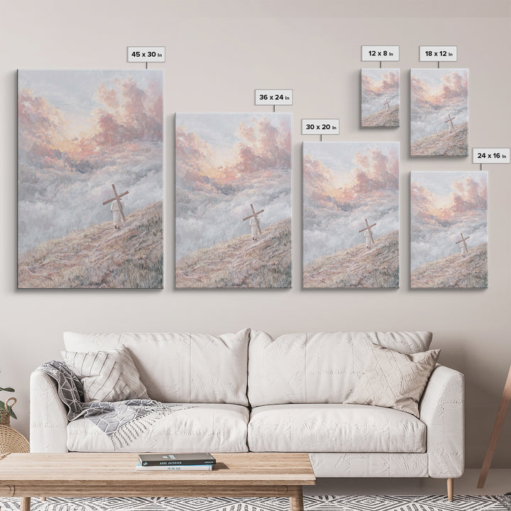Ascent Of Faith | Framed Canvas Print | Christian Christmas Art | Jesus Painting Canvas | Christian Art Work | Moody Christian Art | Christ