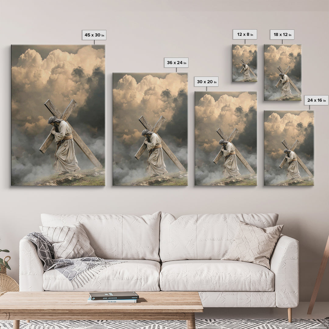Enduring Savior – Framed Canvas Print – Large Jesus Painting – Christian Art – Christian Wall Art – Moody Christian Art – Christian Christm