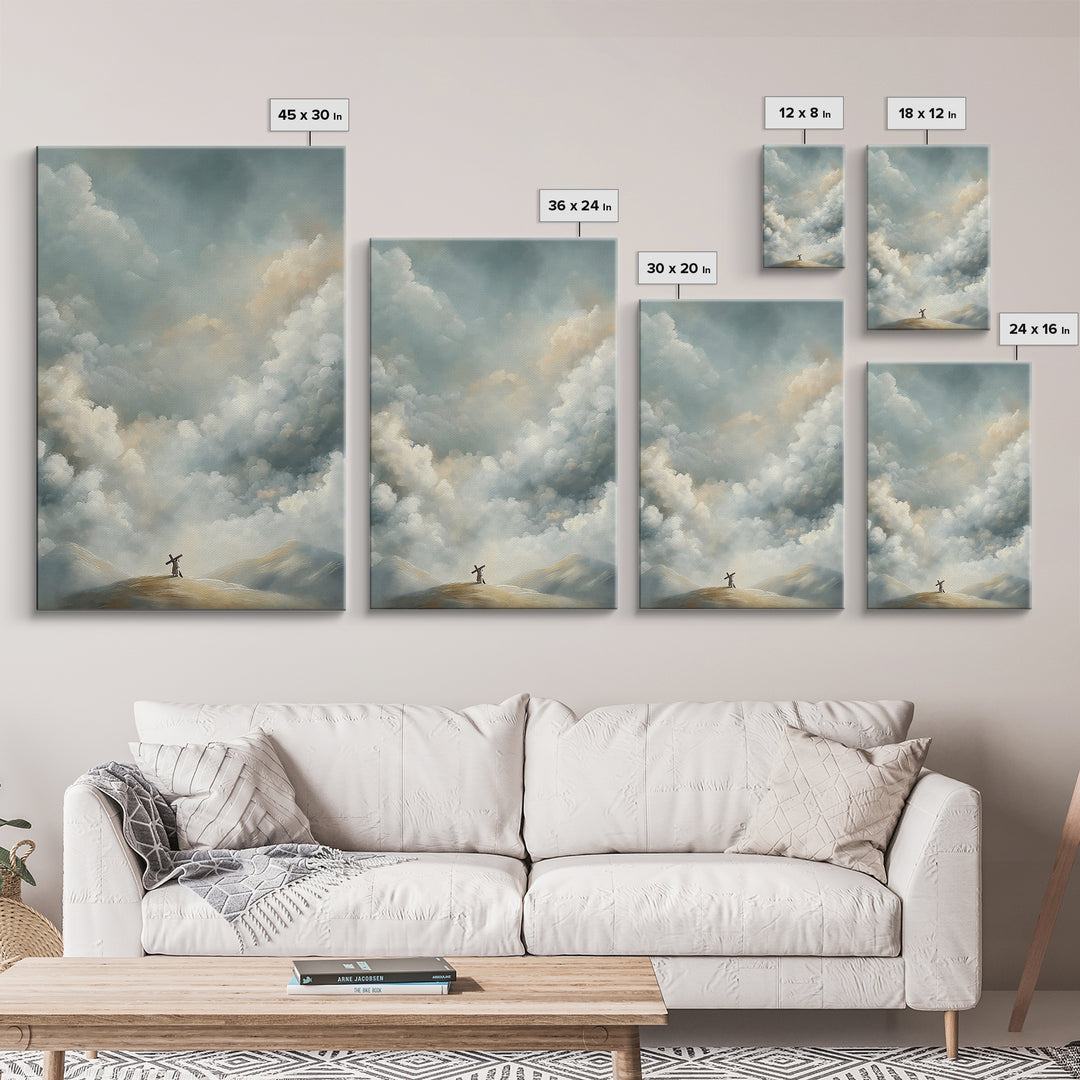 Clouds of Promise | Framed Canvas Print | Christian Art Canvas | Christian Wall Art | Jesus Painting | Modern Christian Art | Christian Dec