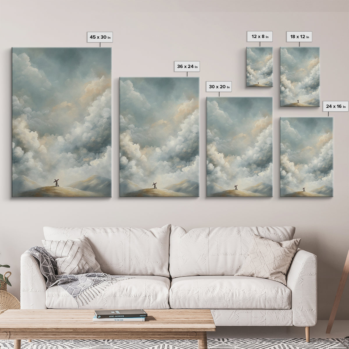 Clouds of Promise | Framed Canvas Print | Christian Art Canvas | Christian Wall Art | Jesus Painting | Modern Christian Art | Christian Dec