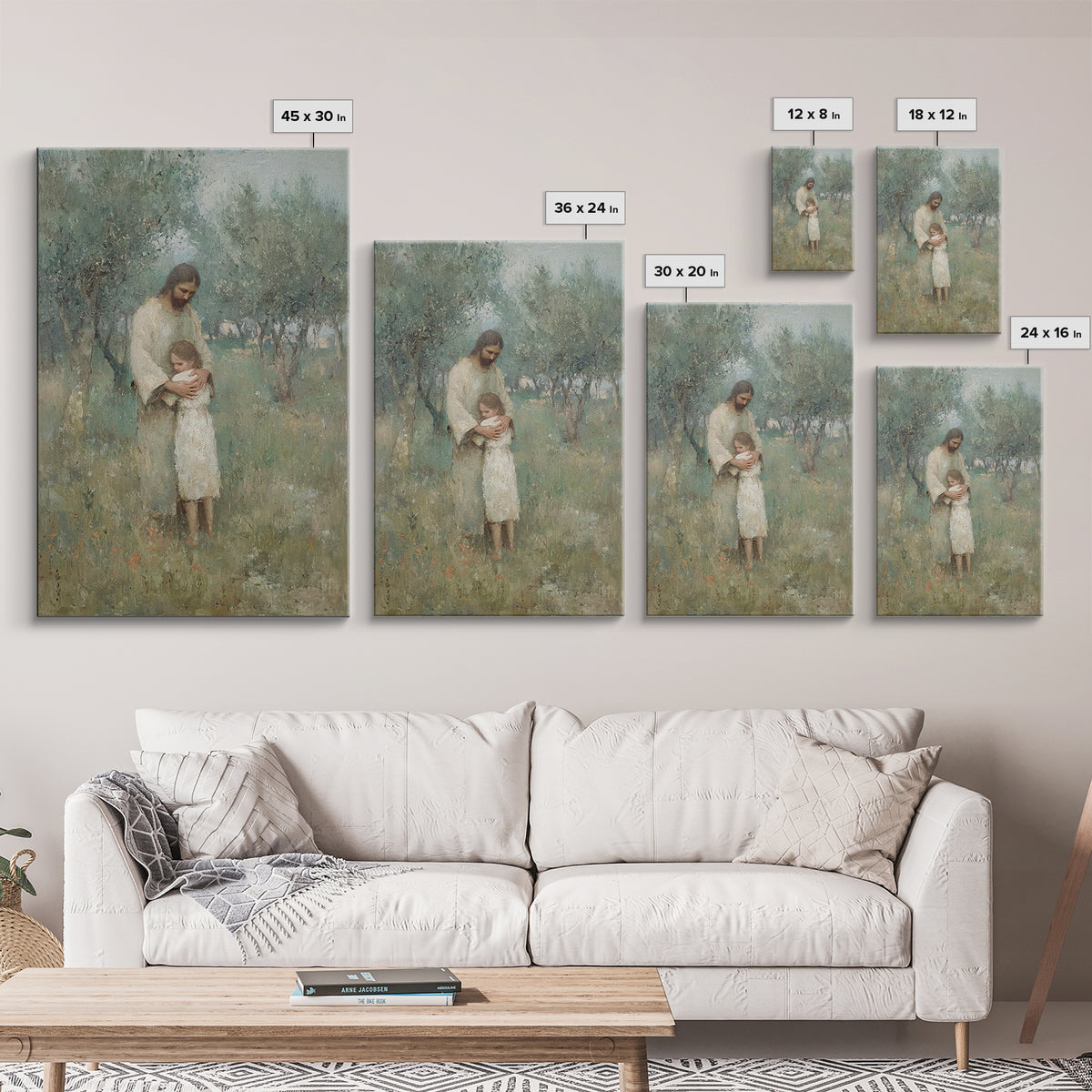 The Loving Shelter | Framed Canvas Print | Jesus Painting | Christian Wall Art | Christian Art Print | Modern Christian Art | Christian Gif