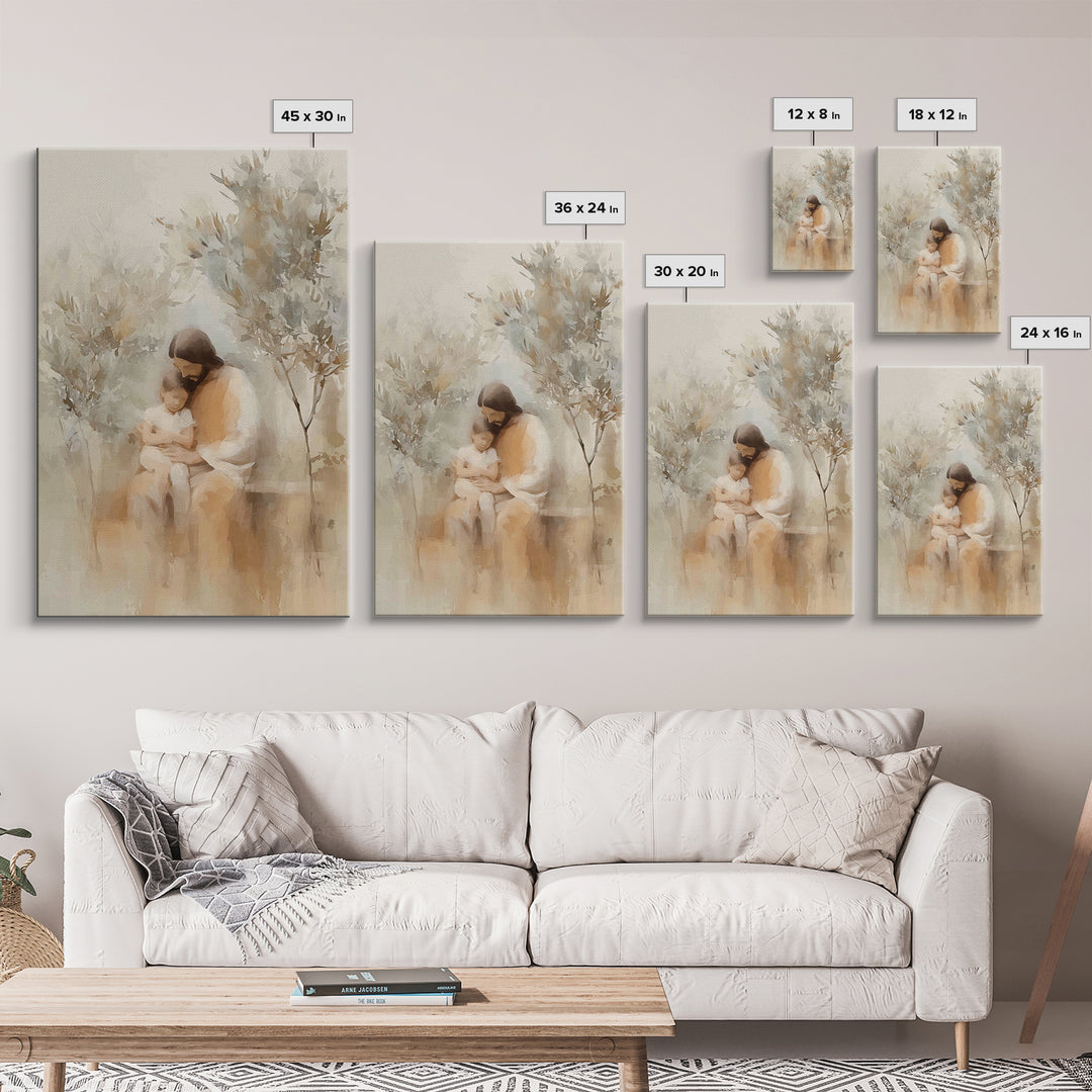 Autumn Embrace – Framed Canvas Print – Christian Art Canvas – Jesus Wall Art – Christian Paintings – Christian Decorations – Moody Christia