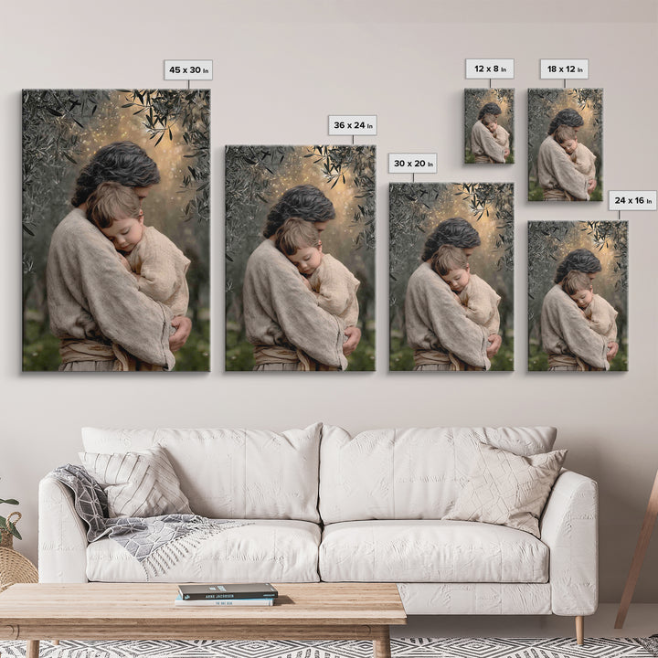 Quiet Orchard Peace | Framed Canvas Print | Christian Art Painting | Jesus Wall Art | Subtle Christian Art | Christian Decor | Large Christ
