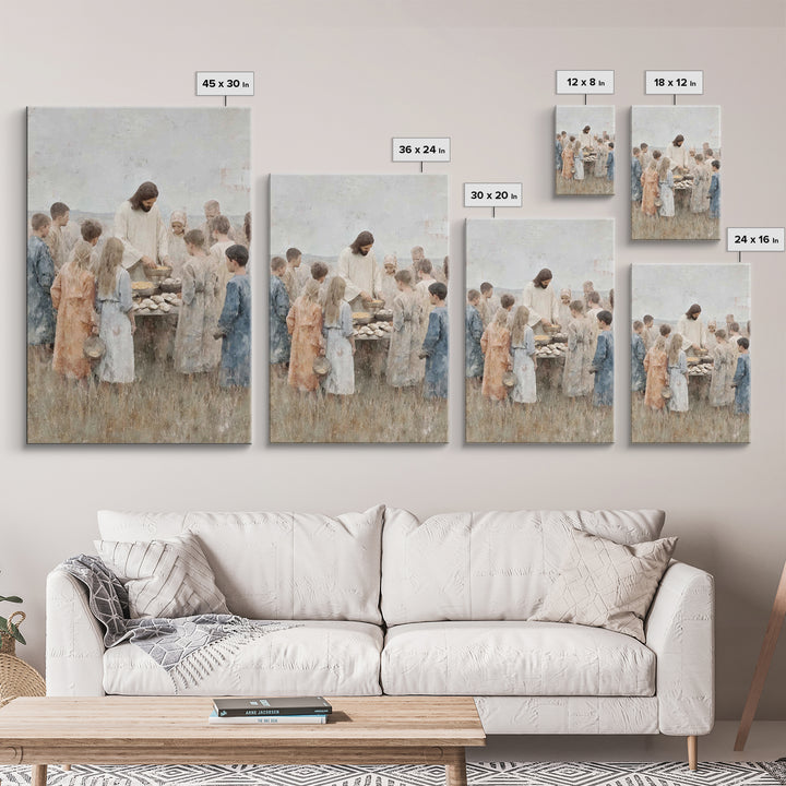 Gathered Blessings, Framed Canvas Print, Christian Art Canvas, Jesus Painting, Christian Wall Art, Subtle Christian Art, Christian Gift