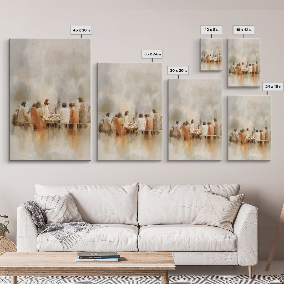 Sacred Supper Light – Framed Canvas Print – Christian Art Print – Jesus Canvas Art – Christian Wall Art – Large Christian Painting – Christ