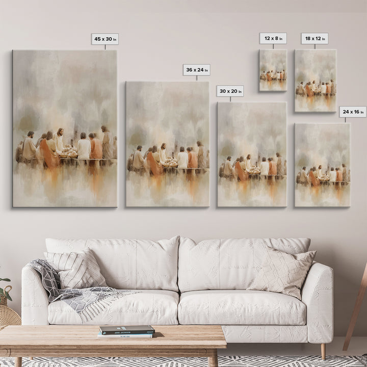 Sacred Supper Light – Framed Canvas Print – Christian Art Print – Jesus Canvas Art – Christian Wall Art – Large Christian Painting – Christ