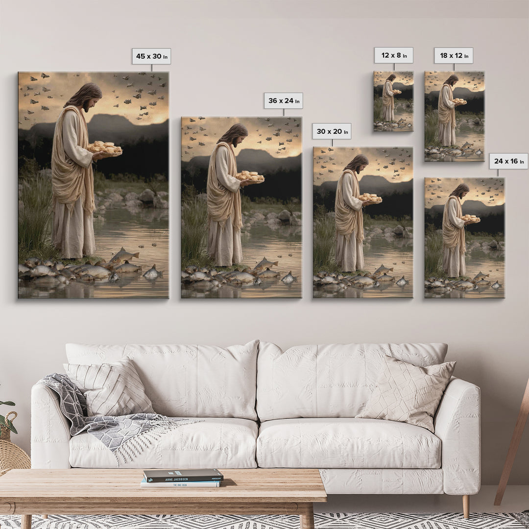 Miracle of Provision | Framed Canvas Print | Jesus Art Canvas | Christian Painting | Christian Wall Art | Modern Christian Painting | Chris