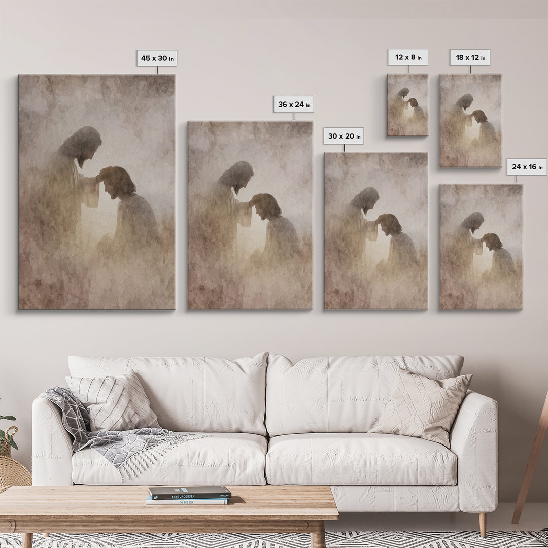 Quiet Anointed Light – Framed Canvas Print – Jesus Painting – Christian Art Print – Christian Wall Art – Christian Art Canvas – Christian G
