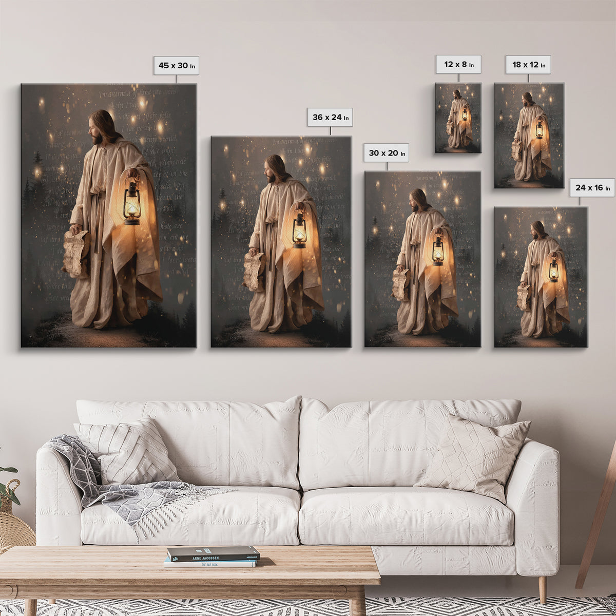 Guiding Through Night – Framed Canvas Print – Christian Wall Art – Christian Gift Ideas – Christian Art Print – Jesus Painting – Christian