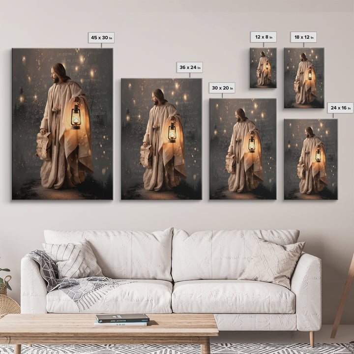 Guiding Through Night – Framed Canvas Print – Christian Wall Art – Christian Gift Ideas – Christian Art Print – Jesus Painting – Christian