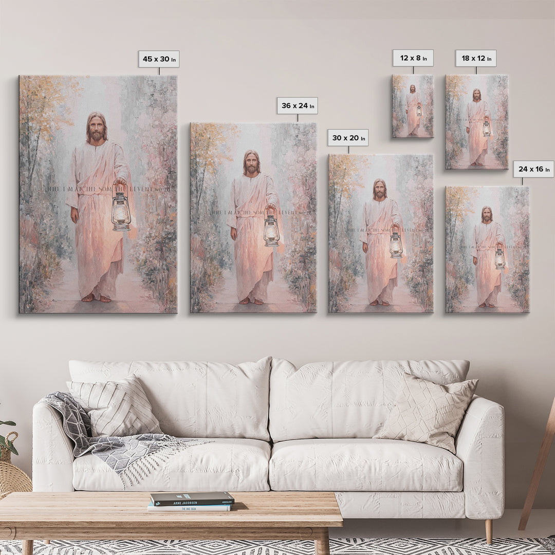 Holy Night Lantern – Framed Canvas Print – Christian Art Print – Christian Wall Art – Jesus Painting – Christian Gift Ideas – Christian Art
