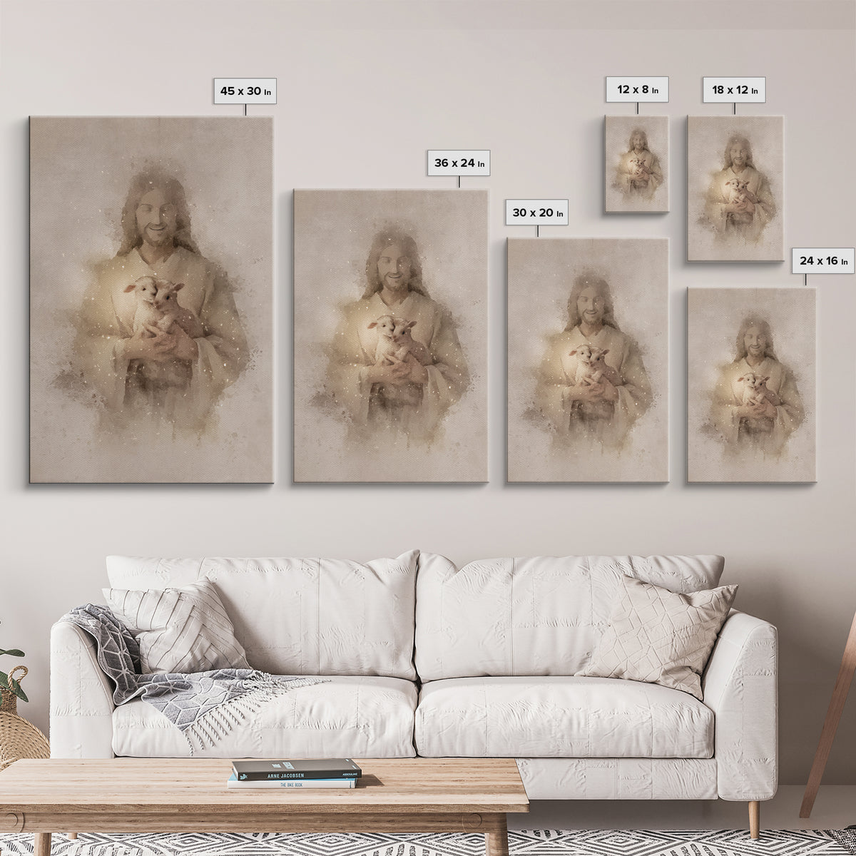 Gentle Shepherd Love – Framed Canvas Print – Jesus Painting – Christian Wall Art – Christian Decor – Christian Gift Ideas – Christian Art P