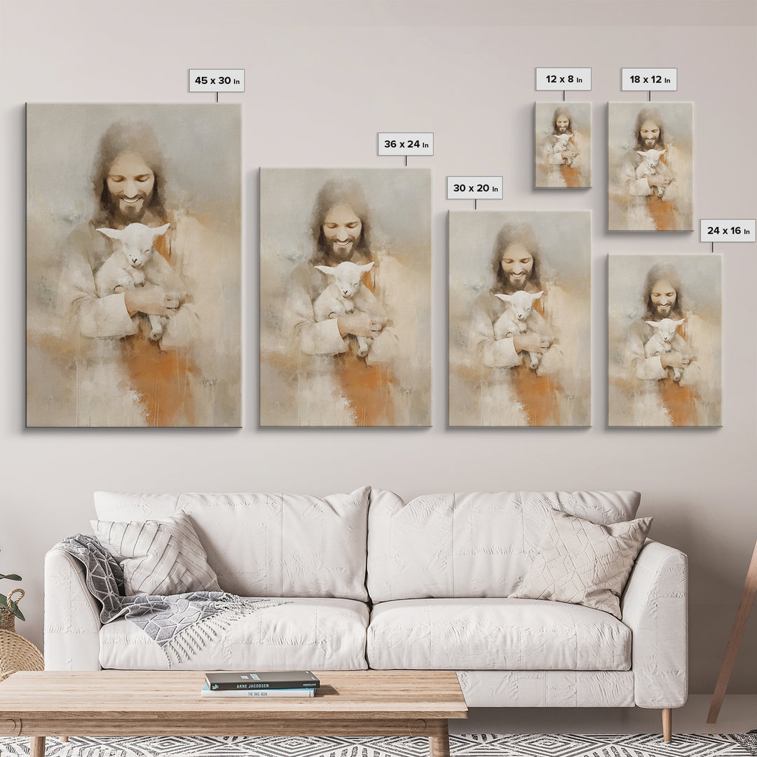 Lamb of Joy – Framed Canvas Print – Christian Art Canvas – Christian Painting – Jesus Art Print – Christian Wall Art – Christian Decor – Ch