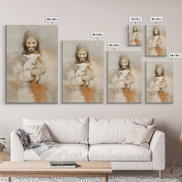 Lamb of Joy – Framed Canvas Print – Christian Art Canvas – Christian Painting – Jesus Art Print – Christian Wall Art – Christian Decor – Ch