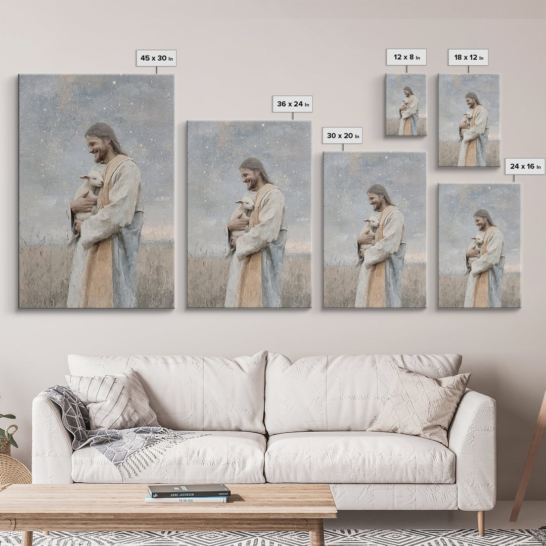 Joyful Meadow Grace – Framed Canvas Print – Christian Art Print – Jesus Painting – Christian Wall Art – Christian Decor – Christian Gift Id