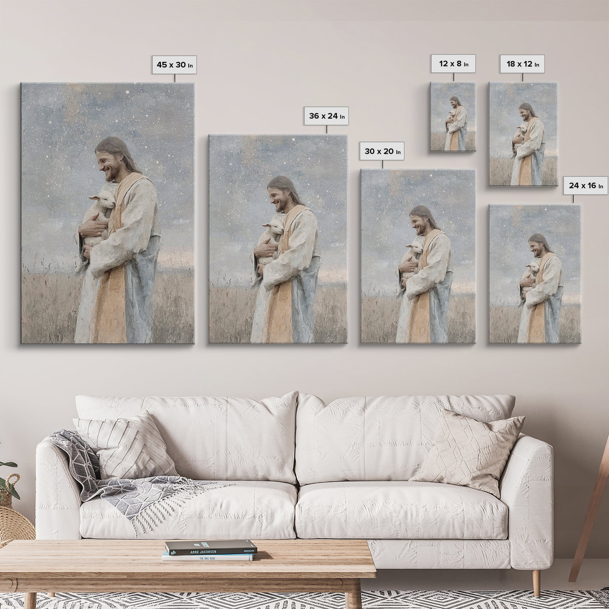 Joyful Meadow Grace – Framed Canvas Print – Christian Art Print – Jesus Painting – Christian Wall Art – Christian Decor – Christian Gift Id
