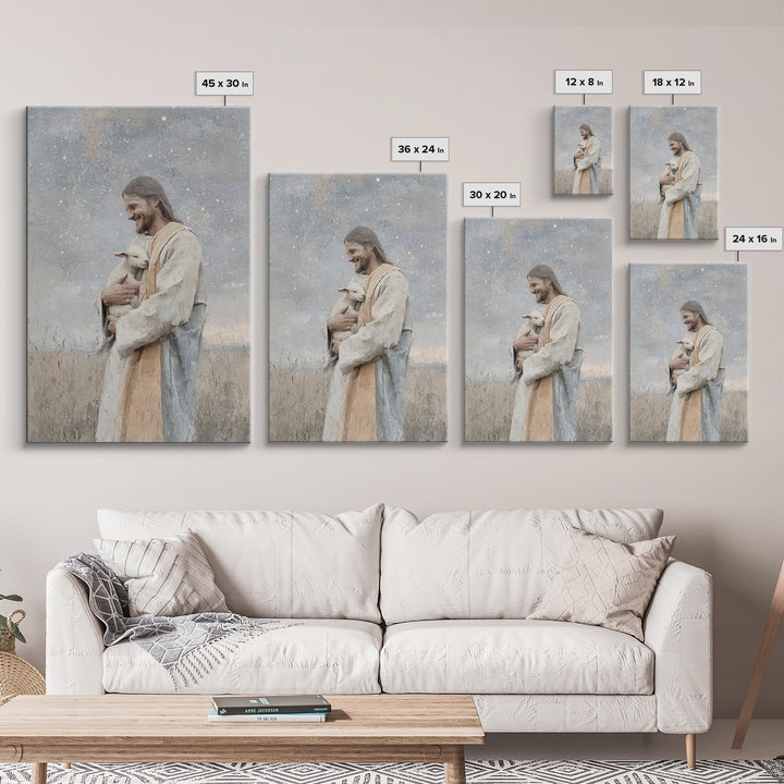 Joyful Meadow Grace – Framed Canvas Print – Christian Art Print – Jesus Painting – Christian Wall Art – Christian Decor – Christian Gift Id