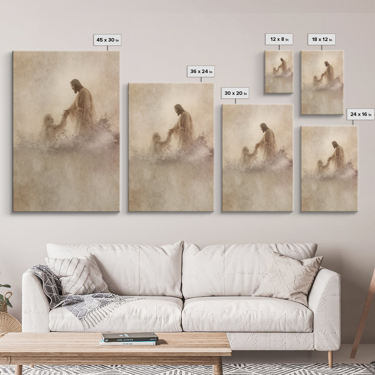 Saving Hand – Framed Canvas Print – Christian Wall Art – Jesus Painting – Christian Art Canvas – Christian Art Print – Christian Decoration
