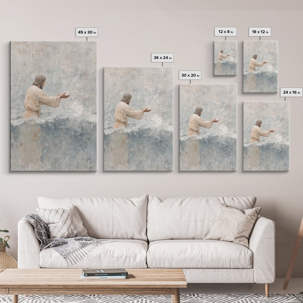 Living Waters Peace – Framed Canvas Print – Christian Art Canvas – Christian Art Print – Jesus Painting – Christian Wall Art – Christian Gi