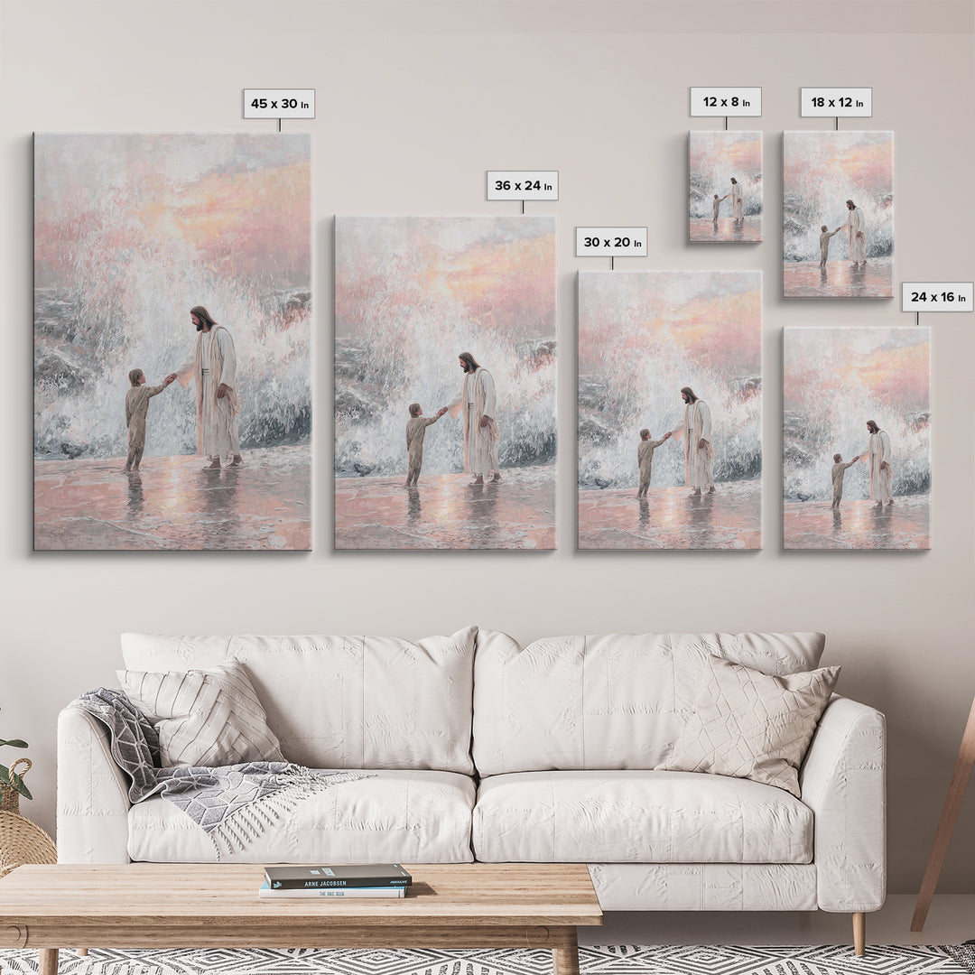 Waves of Trust – Framed Canvas Print – Christian Art Canvas – Christian Gift Ideas – Christian Wall Art – Jesus Painting – Christian Art Pr