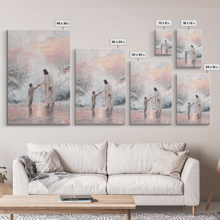 Waves of Trust – Framed Canvas Print – Christian Art Canvas – Christian Gift Ideas – Christian Wall Art – Jesus Painting – Christian Art Pr