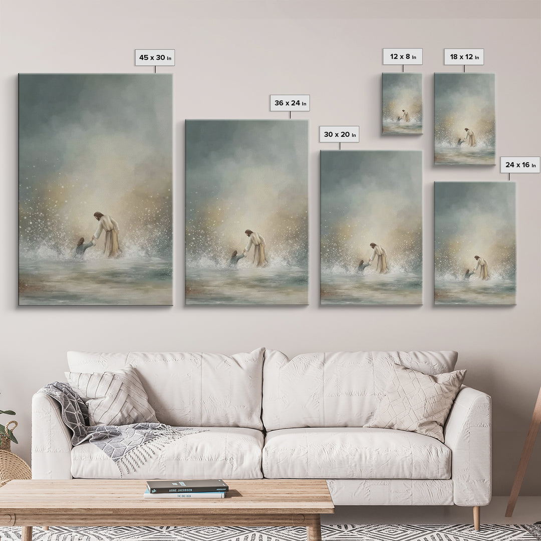 Rescued by Grace – Framed Canvas Print – Jesus Painting – Christian Art Canvas – Christian Wall Art – Christian Gift Ideas – Christian Art