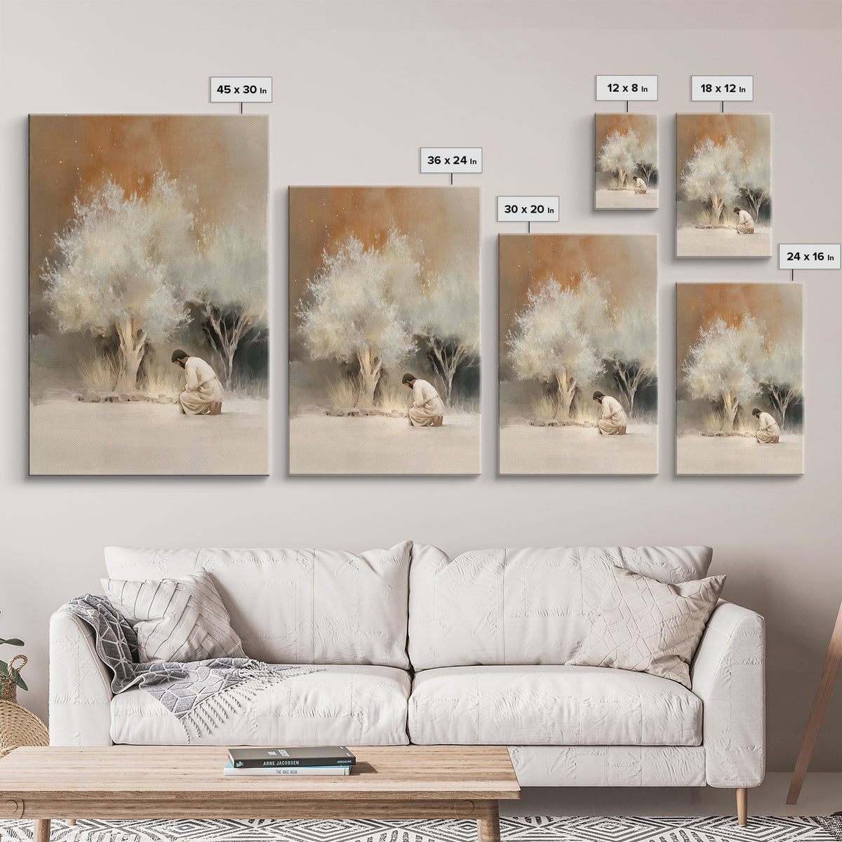 Silent Grove Light | Framed Canvas Print | Christian Art Canvas | Jesus Painting | Minimalist Christian Art | Christian Wall Art | Christia