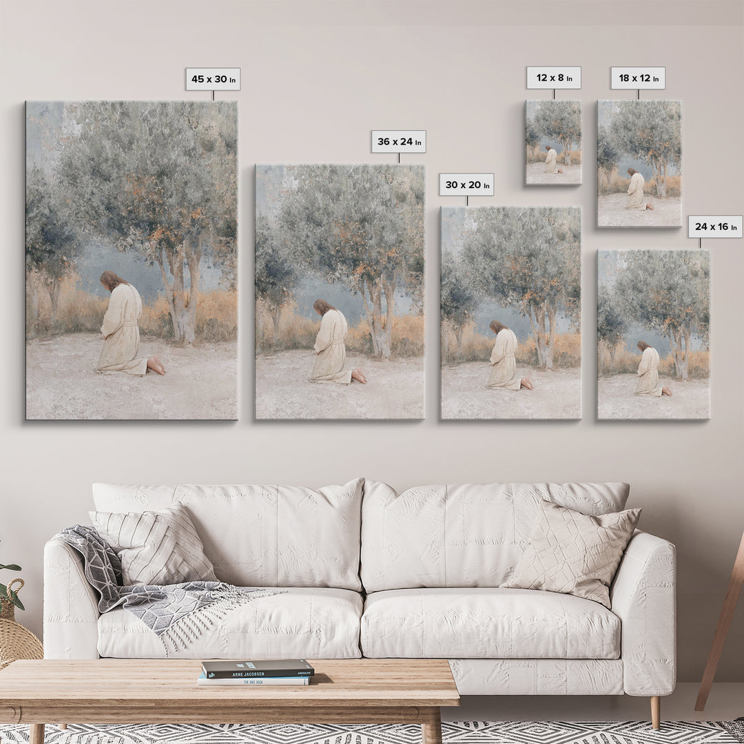 Humble Devotion, Framed Canvas Print, Jesus Painting, Christian Wall Art, Subtle Christian Paintings, Christian Art Canvas, Christian Chris