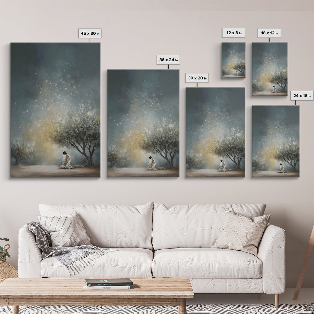 Sacred Solitude – Framed Canvas Print – Christian Art Canvas – Large Christian Painting – Jesus Wall Art – Vintage Christian Art – Christia