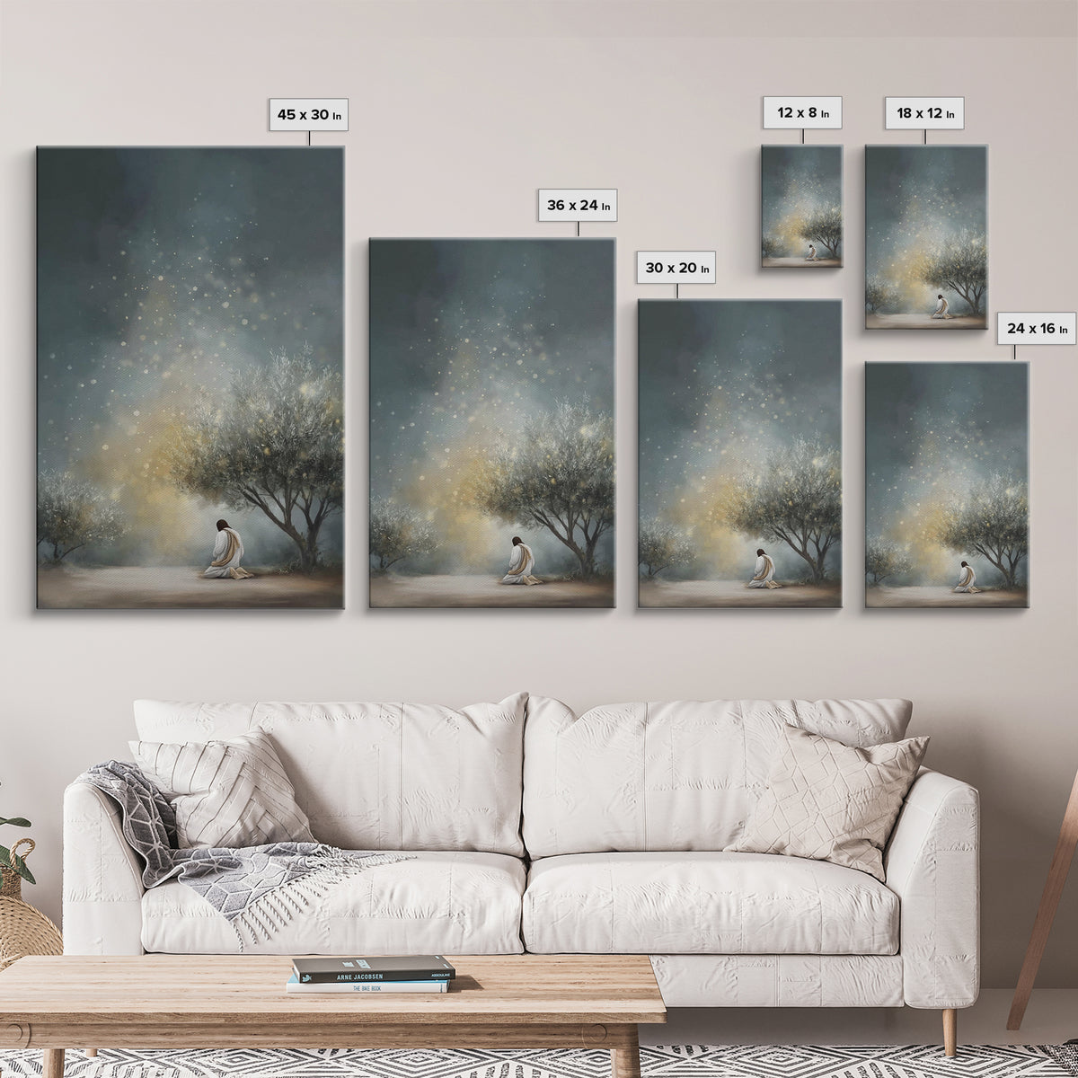 Sacred Solitude – Framed Canvas Print – Christian Art Canvas – Large Christian Painting – Jesus Wall Art – Vintage Christian Art – Christia