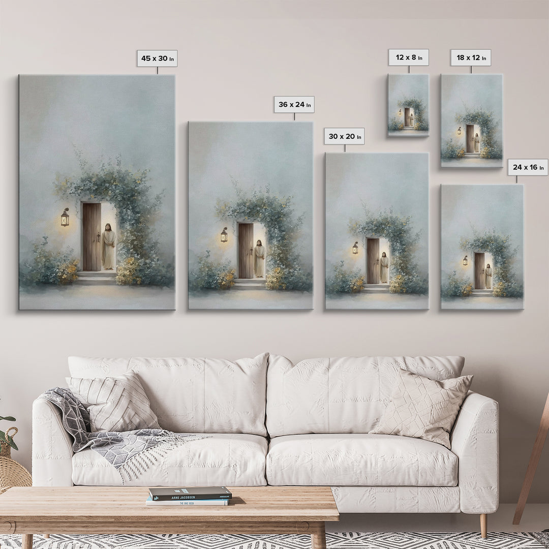 gentle Dawn Welcome | Framed Canvas Print | Christian Art Canvas | Jesus Art Print | Modern Christian Art | Christian Wall Art | Christian
