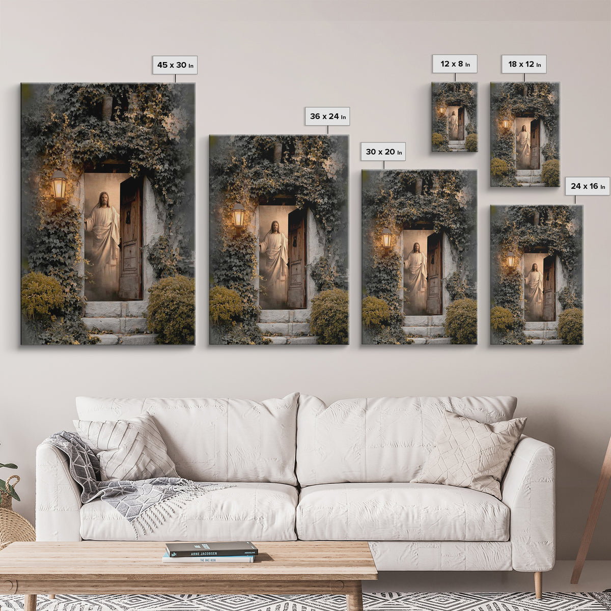 Radiant Threshold Light, Framed Canvas Print, Christian Wall Art, Jesus Canvas Art, Large Christian Painting, Christian Art Work, Christian