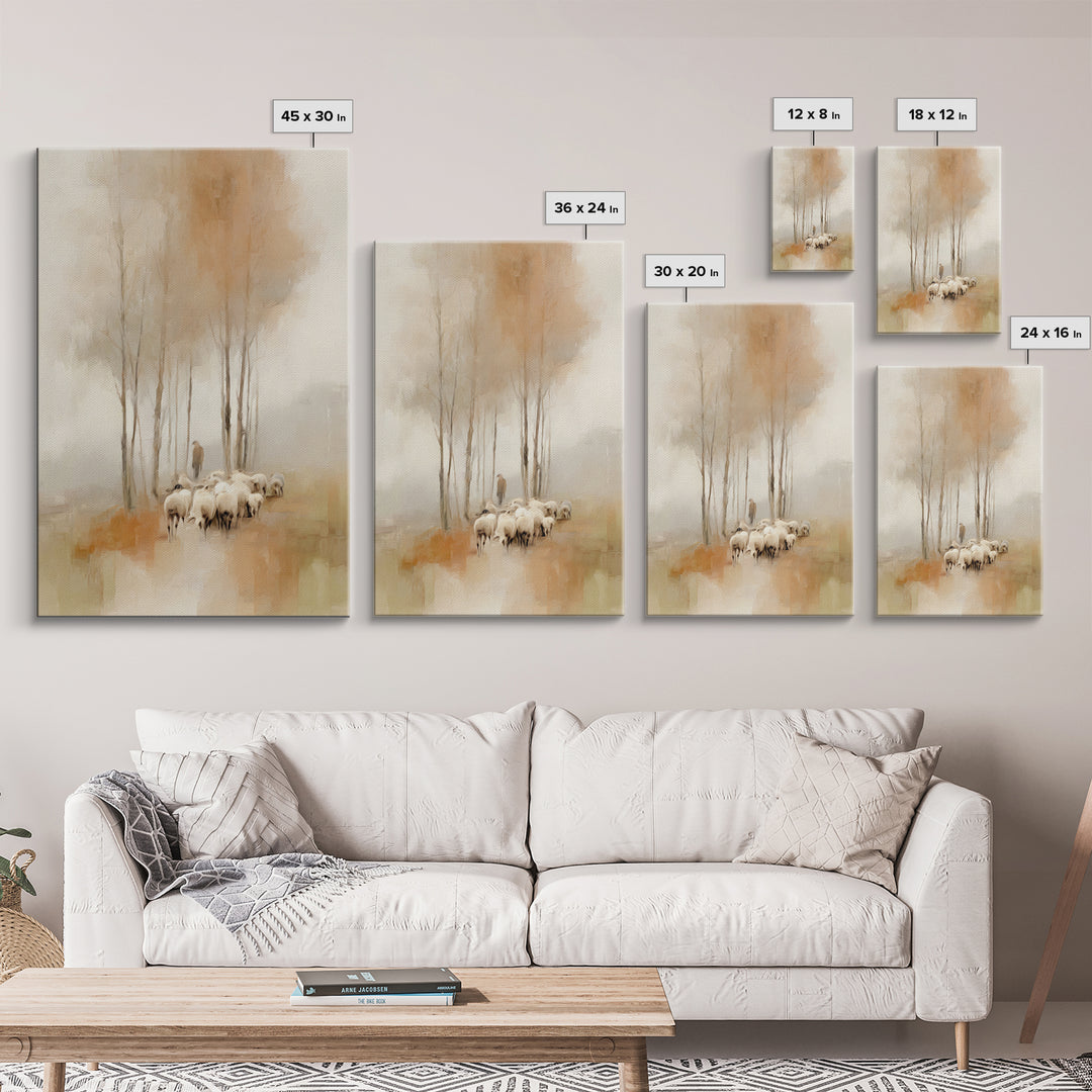 Shepherd’s Quiet Path, Framed Canvas Print, Christian Wall Art, Christian Art Canvas, Pastoral Scenery, Christian Art Work, Christian Gift