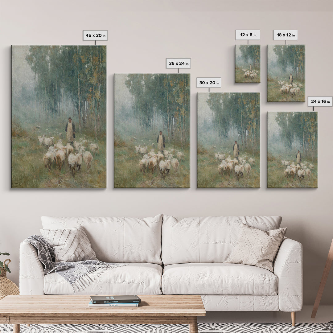 Peaceful Field Journey | Framed Canvas Print | Christian Art Canvas | Christian Painting | Subtle Christian Art | Pastoral Scenery | Christ