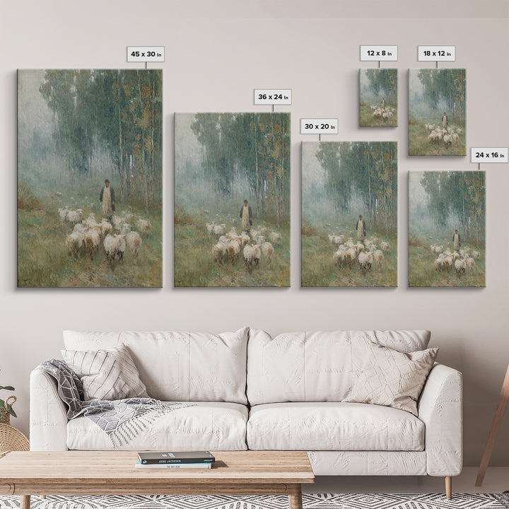 Peaceful Field Journey | Framed Canvas Print | Christian Art Canvas | Christian Painting | Subtle Christian Art | Pastoral Scenery | Christ
