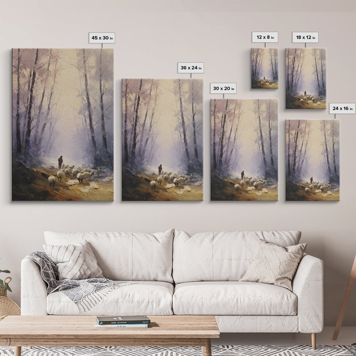 Morning Shepherd Path – Framed Canvas Print – Christian Wall Art – Christian Art Canvas – Pastoral Scenery – Jesus Painting – Christian Chr