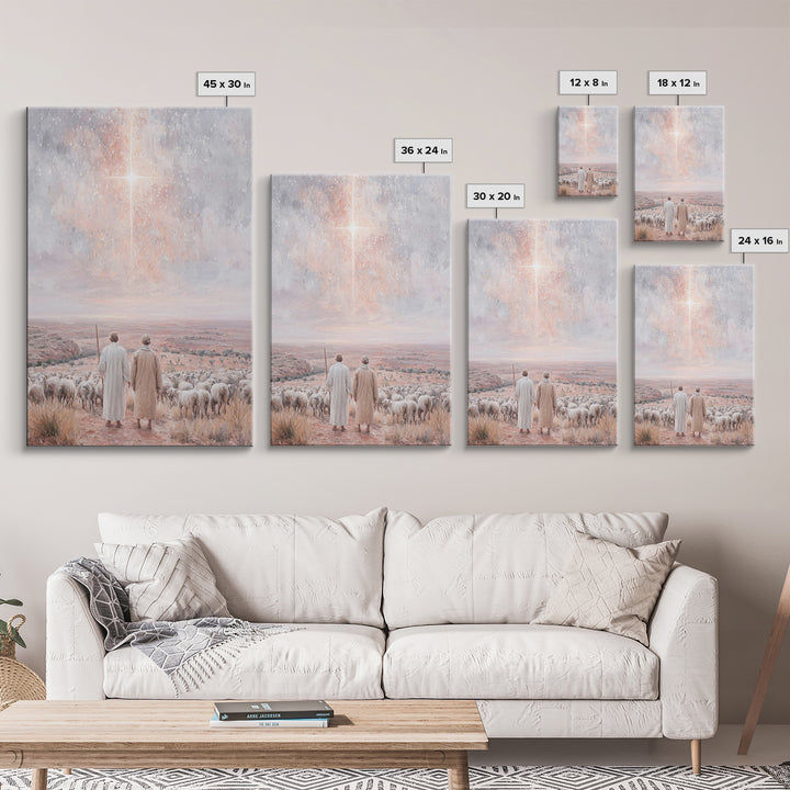 Radiant Sky Promise, Framed Canvas Print, Christian Wall Art, Christian Christmas Art, Christmas Art Prints, Christian Art Canvas