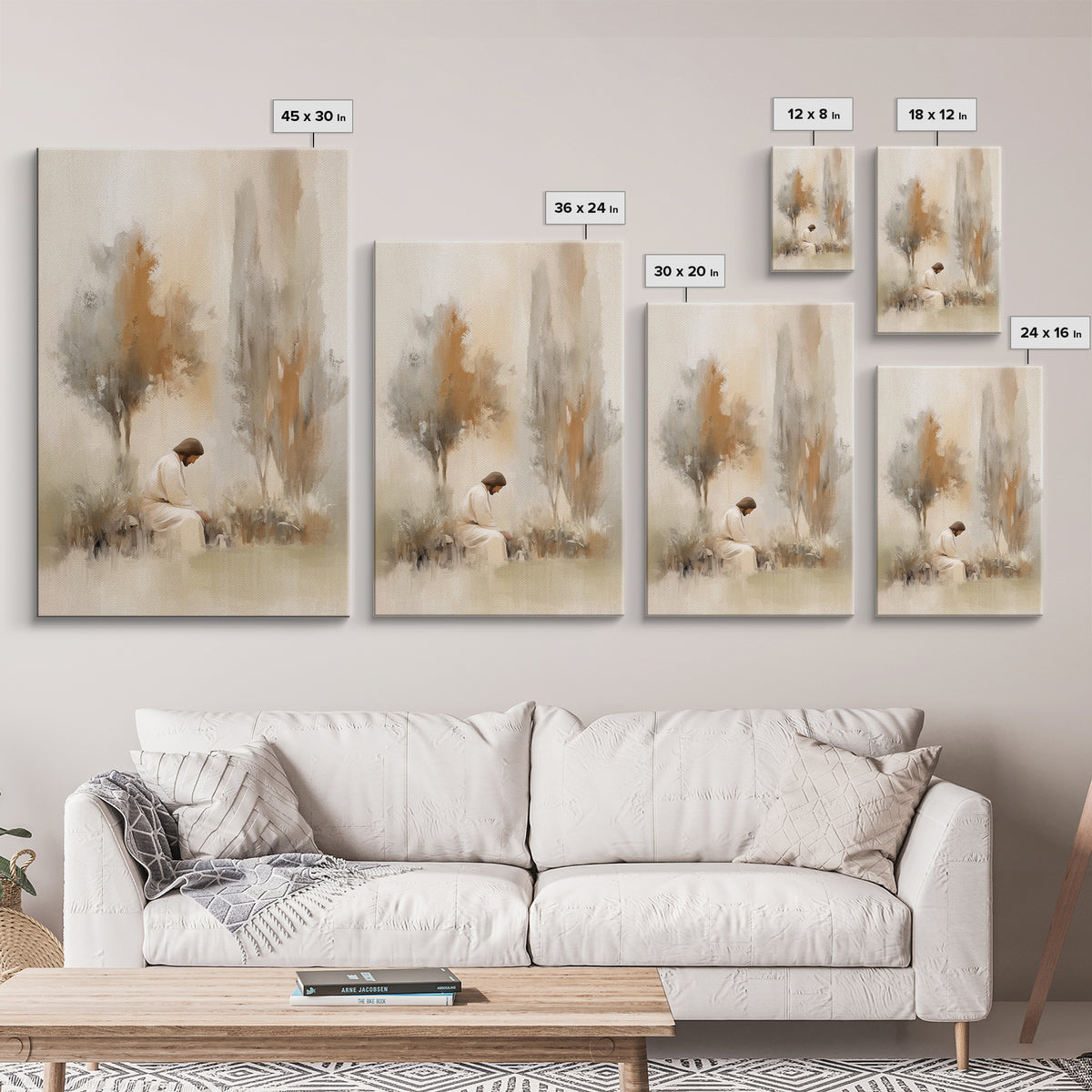 Stillness And Grace, Framed Canvas Print, Minimalist Christian Art, Christian Wall Art, Jesus Painting, Christian Art Print, Unique Christi