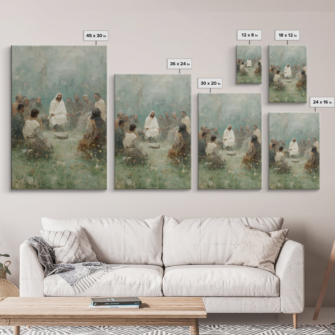 Gathered In Spirit | Framed Canvas Print | Christian Art Print | Christian Wall Art | Jesus Painting | Christian Gift | Modern Christian Ar