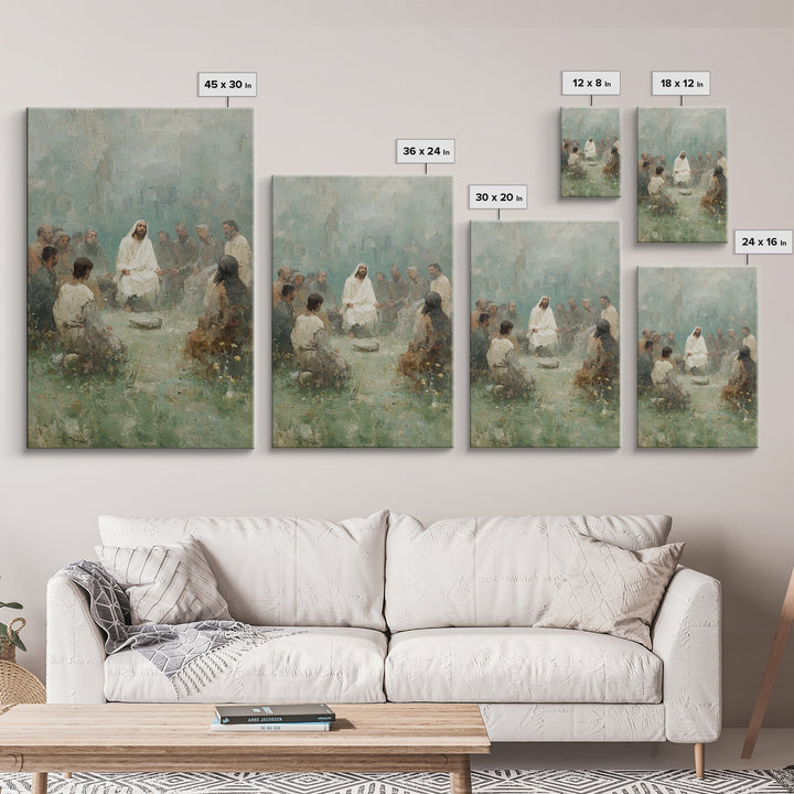 Gathered In Spirit | Framed Canvas Print | Christian Art Print | Christian Wall Art | Jesus Painting | Christian Gift | Modern Christian Ar