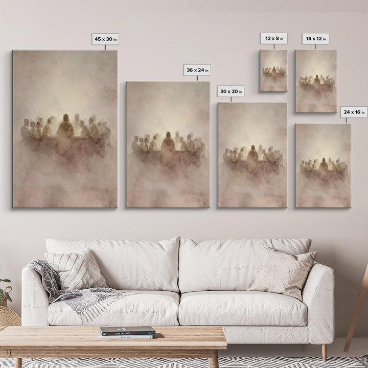 Sacred Supper | Framed Canvas Print | Christian Wall Art | Jesus Painting | Christian Art Canvas | Minimalist Christian Art | Christian Gif